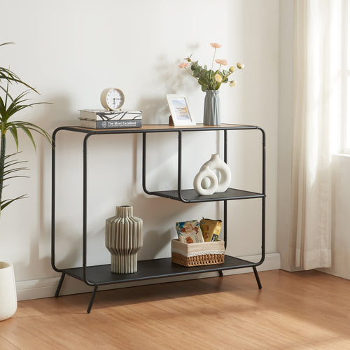 Konsolbord Krødsherad 83x102x36cm Svart/Ek [en.casa] - premiumXL