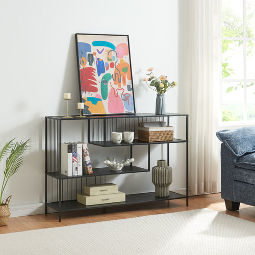 Konsolbord Oxelösund 120x33x80 cm Svart [en.casa] - premiumXL
