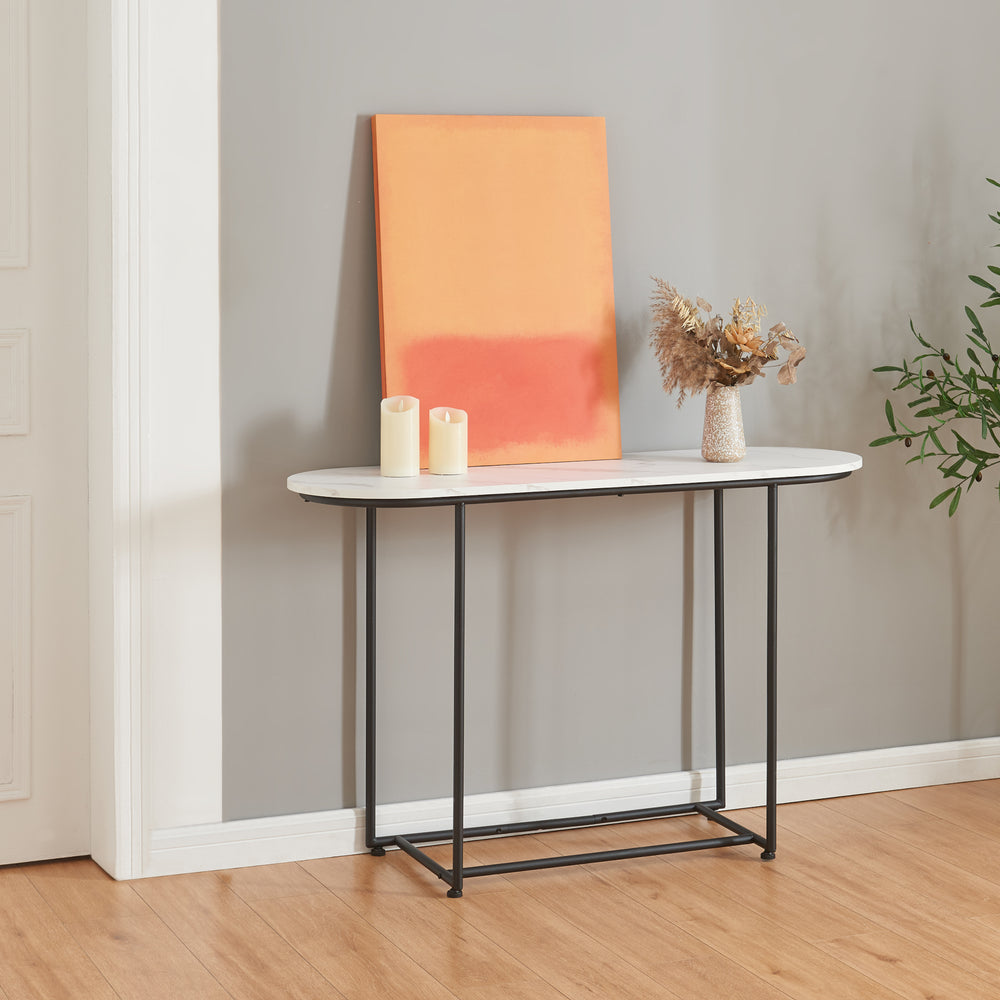 Konsolbord Nordfron 120x40x75 cm marmor, vit [en.casa] - premiumXL