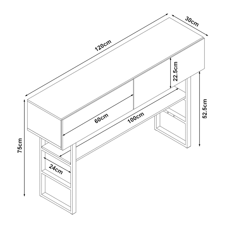 Måttskiss Konsolbord Varberg [en.casa]