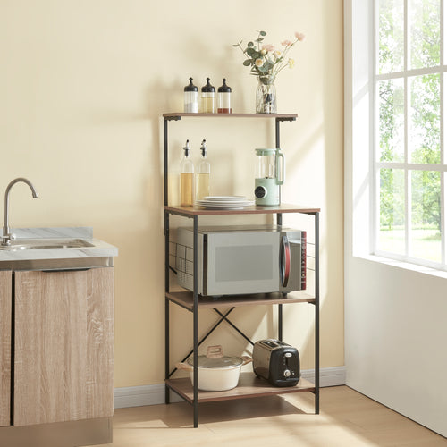 Hyllsystem Billund med 4 hyllplan 133 x 60 x 42 cm Svart / Valnöt - Optik [en.casa] - premiumXL