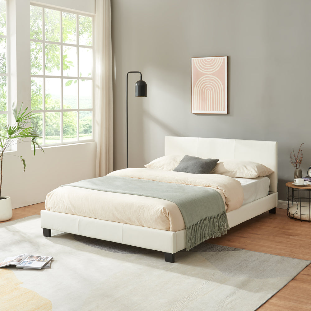 Konstlädersäng Albacete 140x200 cm Vit Corium - premiumXL