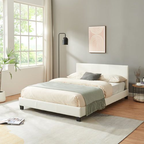 Konstlädersäng Albacete 140x200 cm Vit Corium - premiumXL