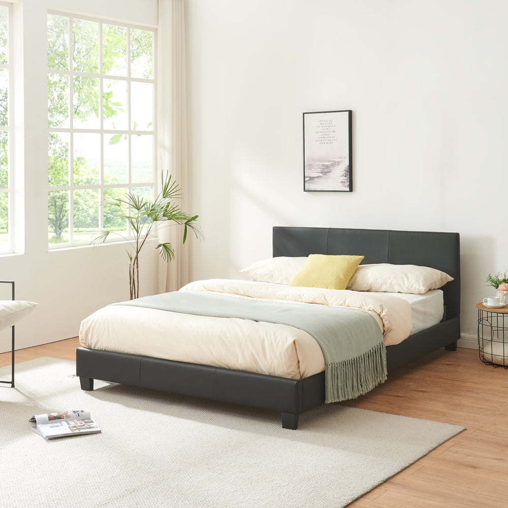 Konstlädersäng 140x200 cm Svart Corium - premiumXL