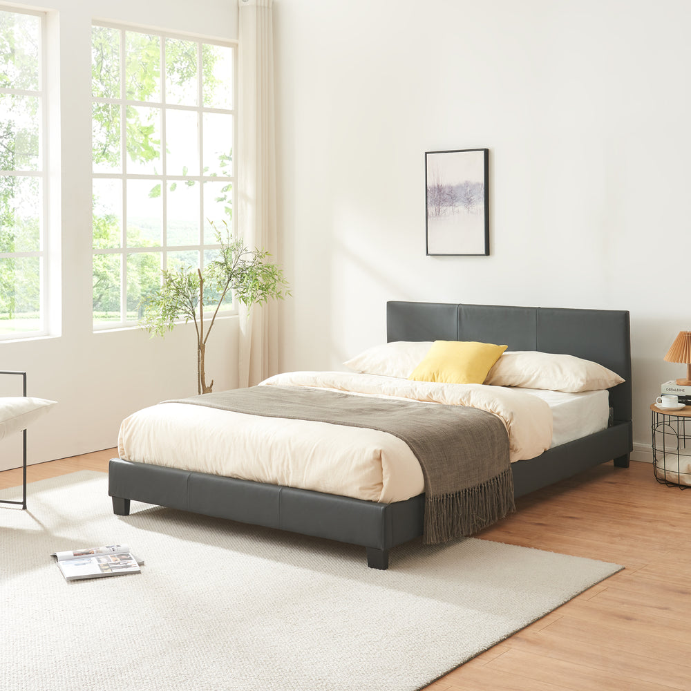 Konstlädersäng Albacete 140x200 cm mörkgrå Corium - premiumXL