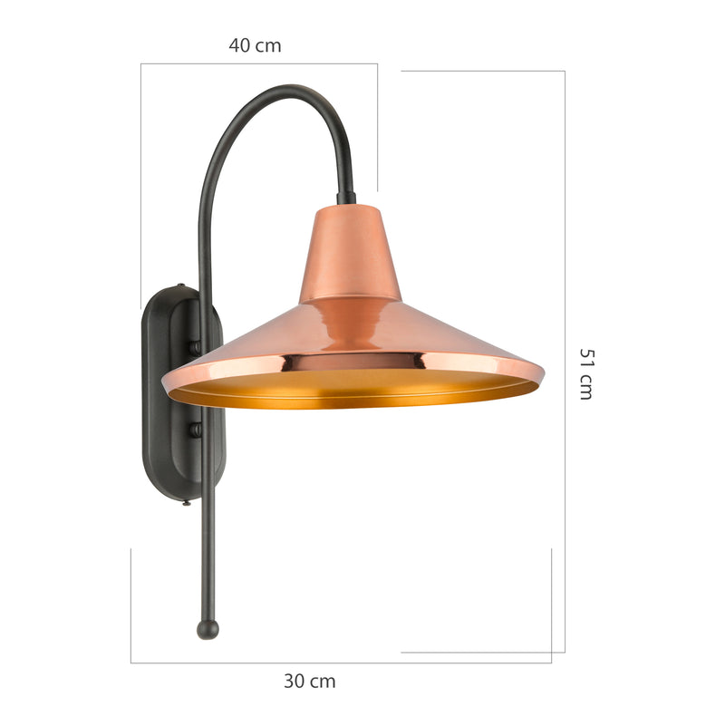 Måttskiss Vägglampa Kirkcaldy 40 x 30 x 51 cm 1 lampa i olika färger [lux.pro]