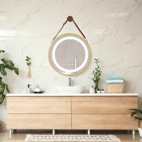 LED - Badrumsspegel Picerno med upphängning guld i olika storlekar [pro.tec] - premiumXL
