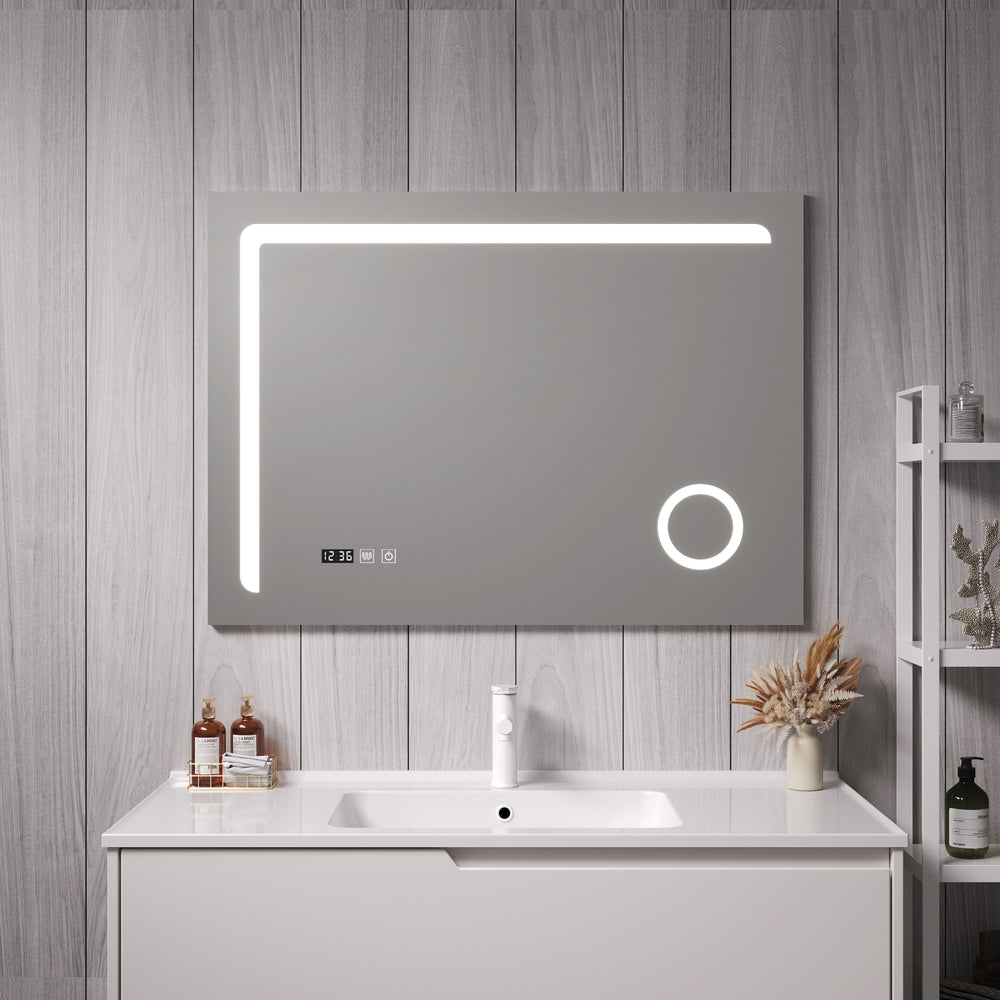 LED - Badrumsspegel Chambave Silverfärgad i olika storlekar [pro.tec] - premiumXL