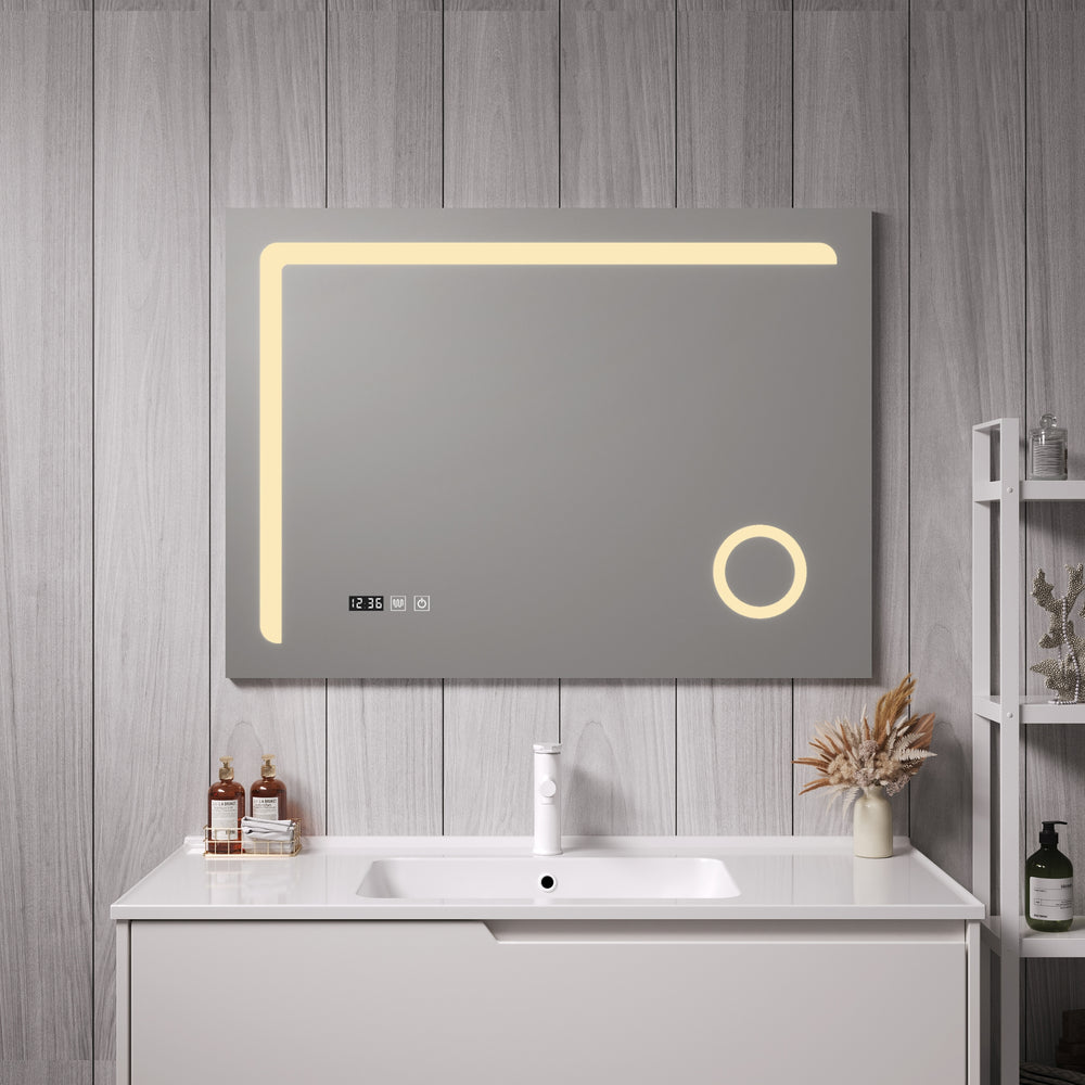 LED - Badrumsspegel Chambave Silverfärgad i olika storlekar [pro.tec] - premiumXL
