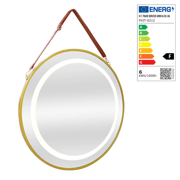 Picerno LED-badrumsspegel med guldupphängning i olika storlekar [pro.tec]