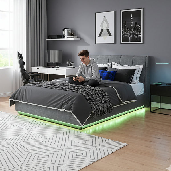 LED stoppad säng Tröstiar [en.casa]