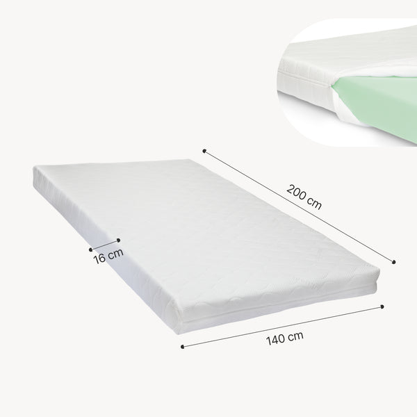 LED-sängram med madrass Tröstiar [en.casa]