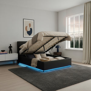 LED-sängram med madrass Tröstiar [en.casa]