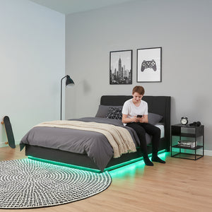 LED-sängram med madrass Tröstiar [en.casa]