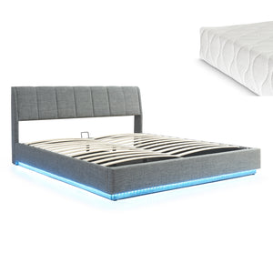 LED-sängram Tröstiar med madrass [en.casa]