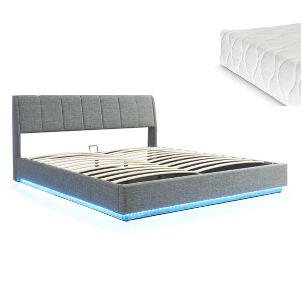 LED-sängram Tröstiar med madrass [en.casa]