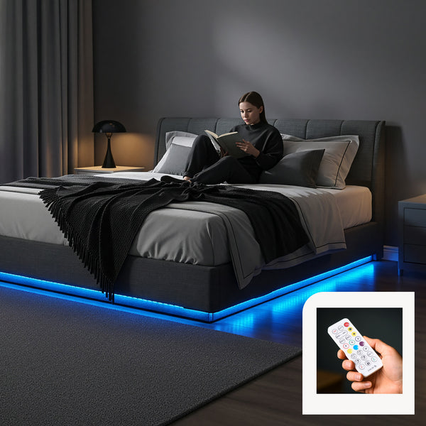 LED-sängram Tröstiar med madrass [en.casa]