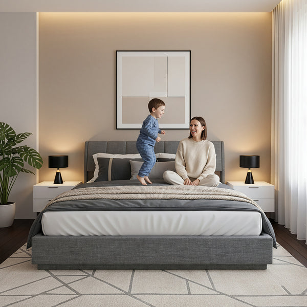 LED-sängram Tröstiar med madrass [en.casa]
