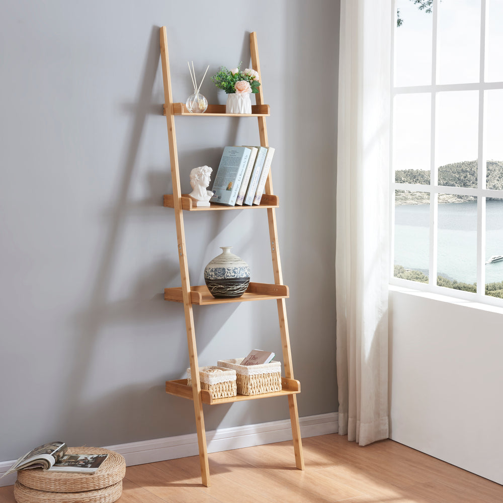 Steghylla Göinge med 4 hyllor bambu [en.casa] - premiumXL