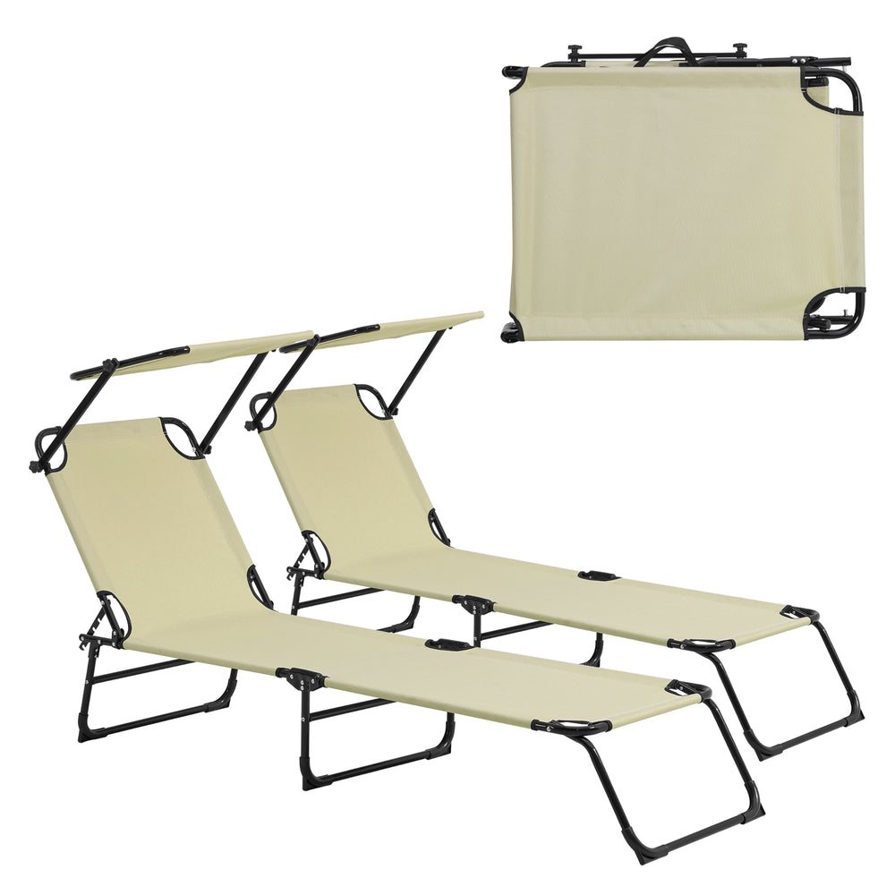 2-pack solstolar Lomeda hopfällbar med tak i olika färger [casa.pro] - premiumXL
