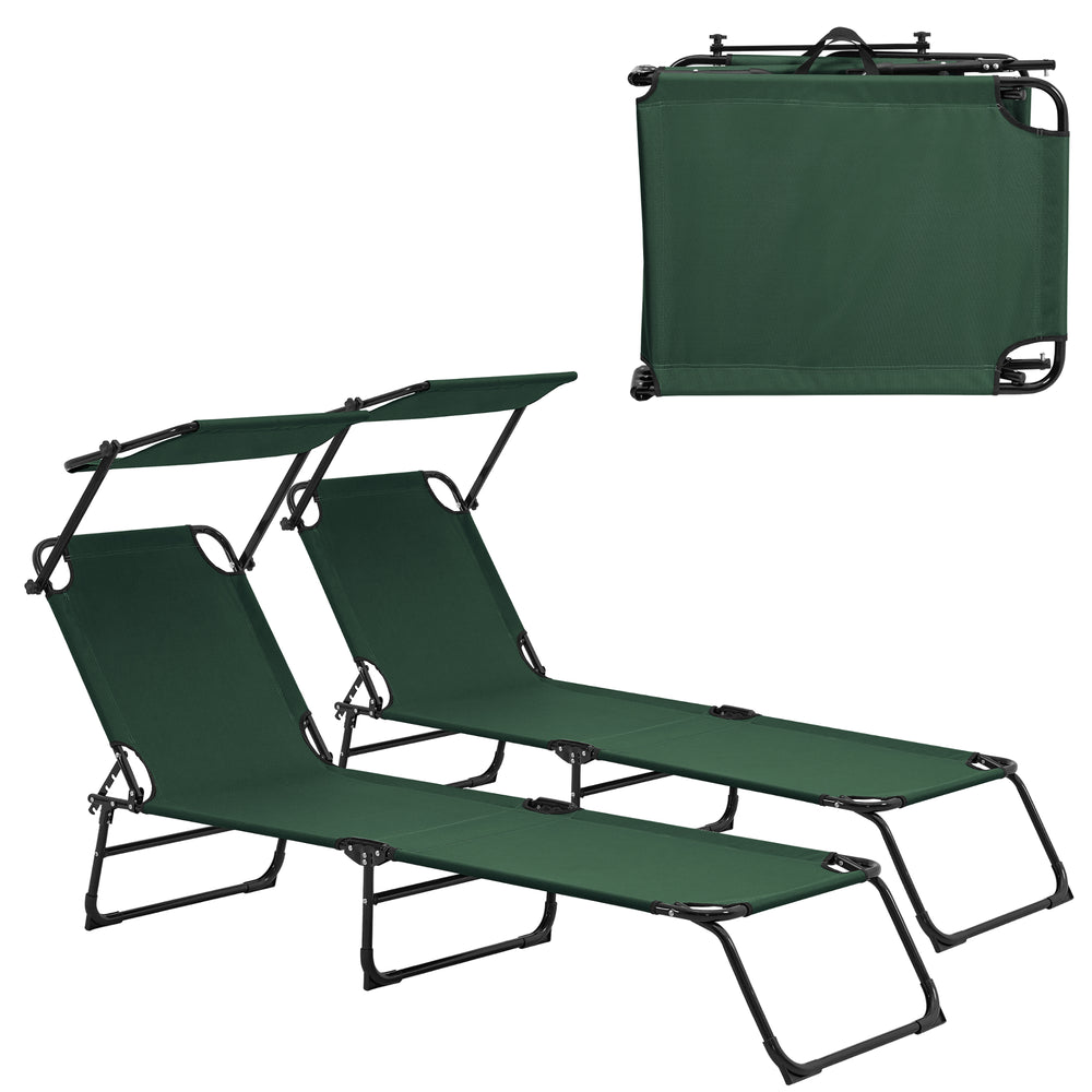 2-pack solstolar Lomeda hopfällbar med tak i olika färger [casa.pro] - premiumXL