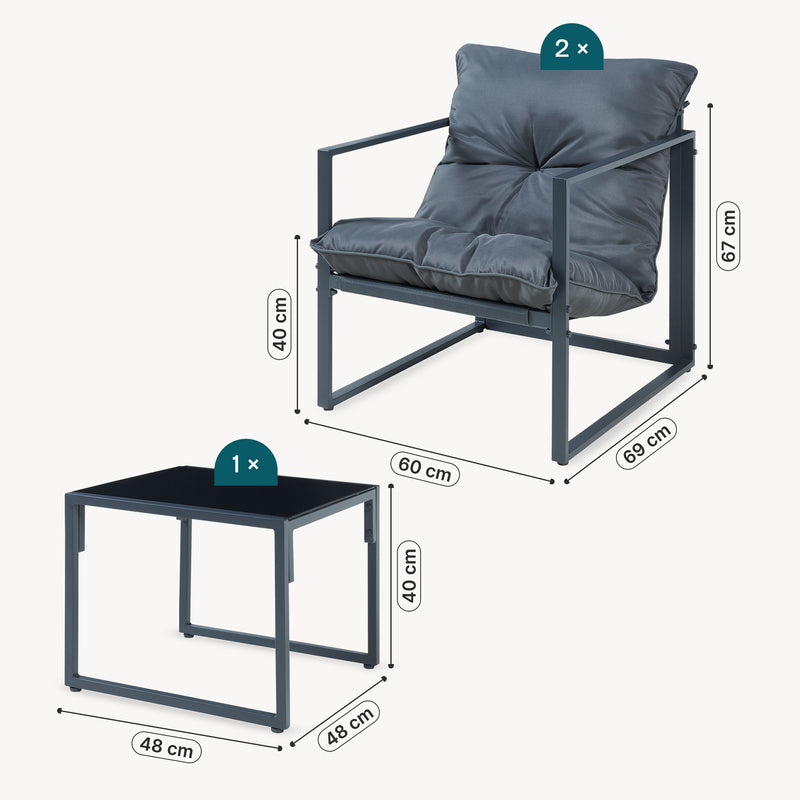 Måttskiss Loungeset Karg 3-del. [casa.pro]