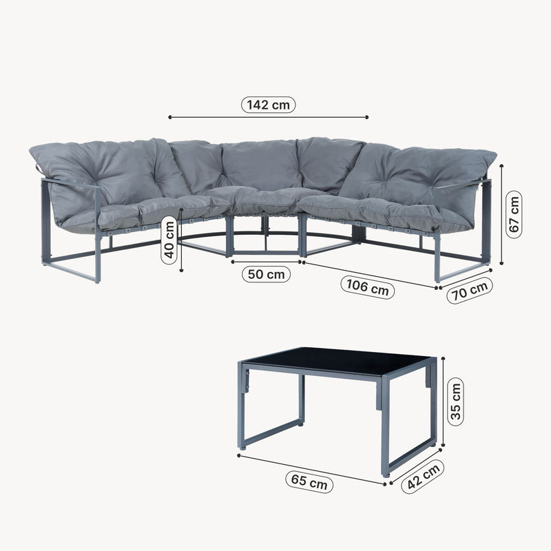 Måttskiss Loungeset Karg [casa.pro]