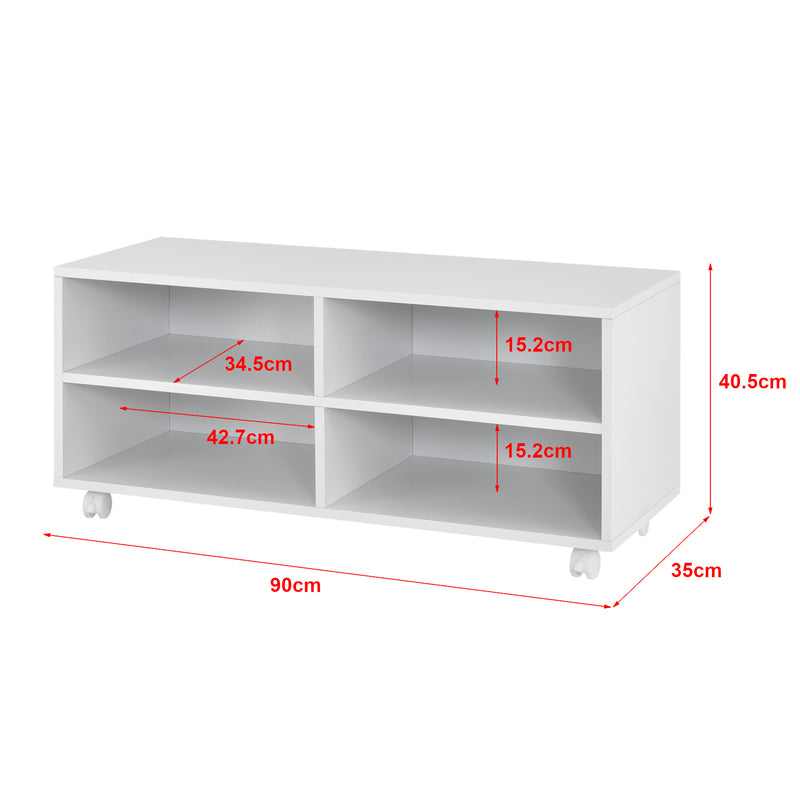 Måttskiss Tv-bänk Gränne med hjul 90x35x40,5 cm [en.casa] välj modell