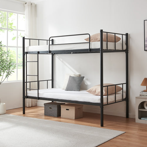 Metall-våningssäng Berimma 90x200 cm Svart [en.casa]