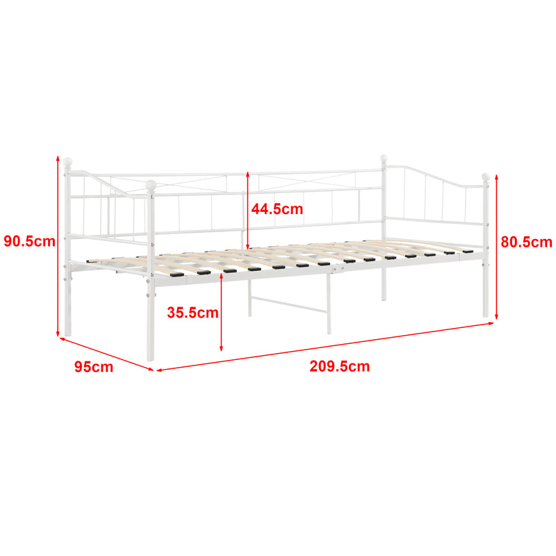 Måttskiss Sängstomme Arjeplog i metall 200x90cm [en.casa] välj modell
