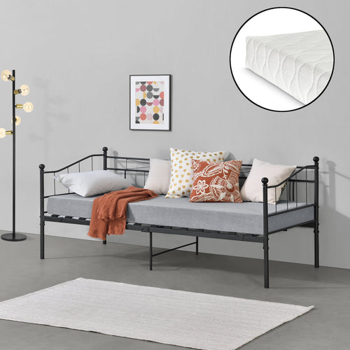 Sängstomme Arjeplog i metall inkl. madrass 200x90cm [en.casa] välj modell