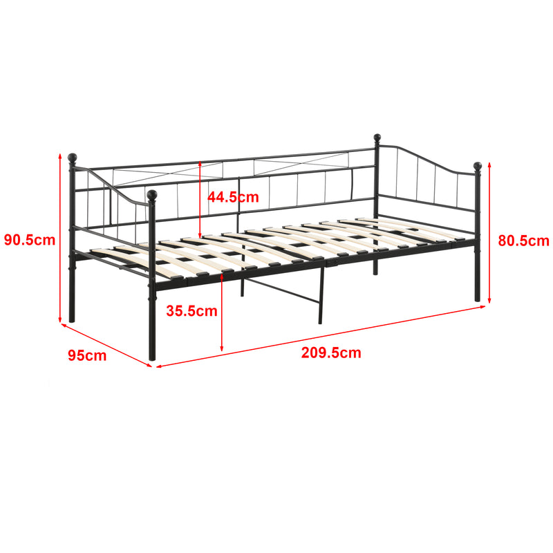 Måttskiss Sängstomme Arjeplog i metall inkl. madrass 200x90cm [en.casa] välj modell