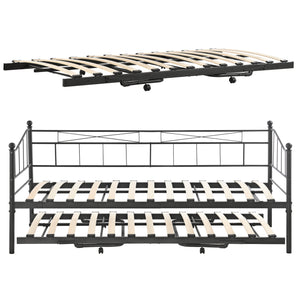 Sängstomme Skutskär med utdragbar undersäng metall 200x90 cm [en.casa] välj modell