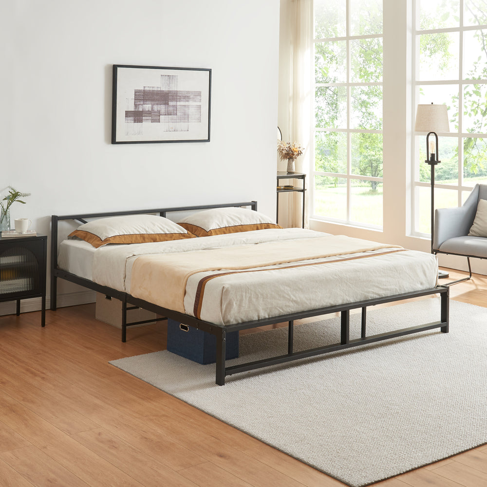 Metallsäng Meran Stål Svart [en.casa] - premiumXL