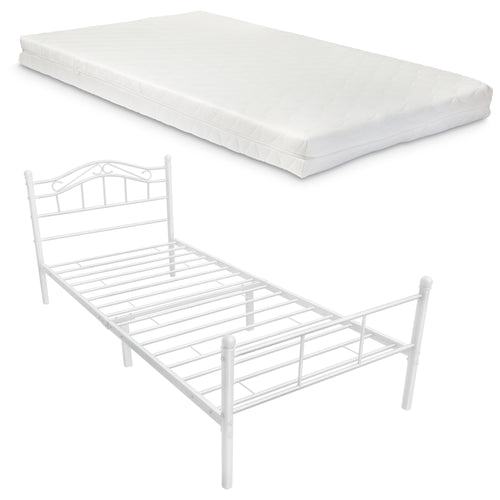 Sängstomme Trondheim i metall med/utan madrass 90x200cm [en.casa] välj modell