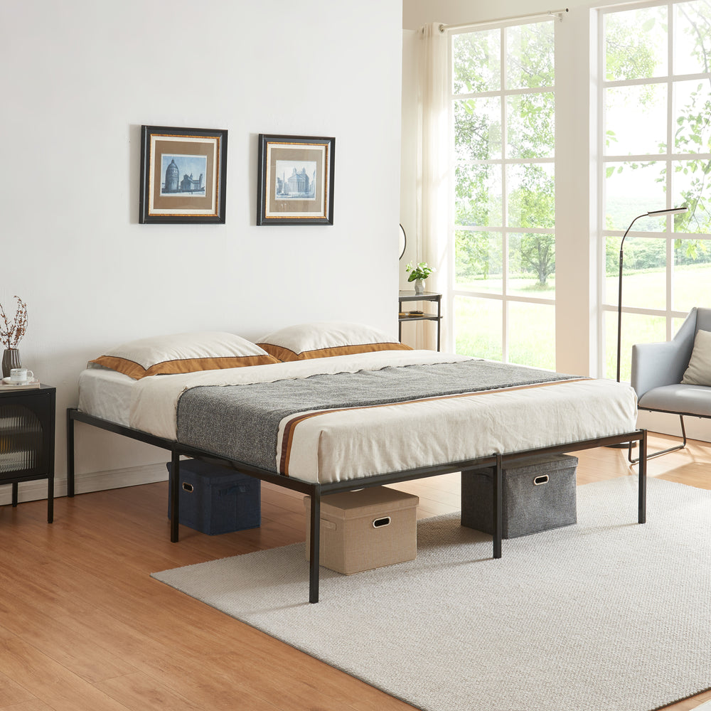 Säng Vårdö metall svart [en.casa] 