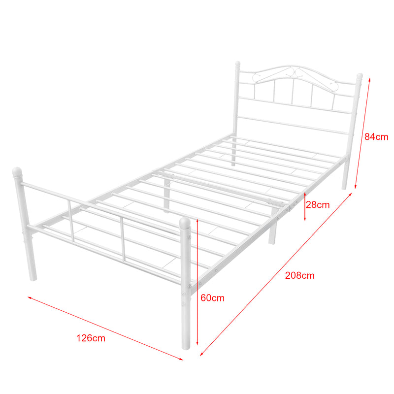 Måttskiss Säng Harstad i metall med/utan madrass 120x200cm [en.casa] välj modell