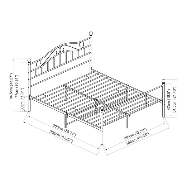 [en.casa]® Sängstomme Florenz i metall-i olika färger och mått