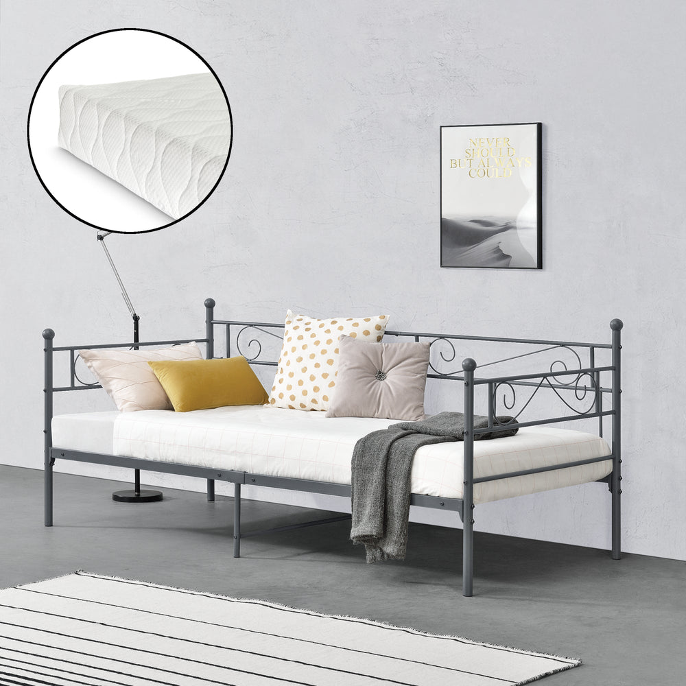 Metallsäng Kerava 90x200 cm med kallskummadrass olika färger en.casa - premiumXL