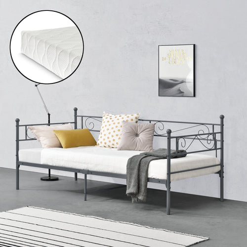 Enkelsäng Kerava inkl. madrass 200x90cm metall [en.casa] välj modell