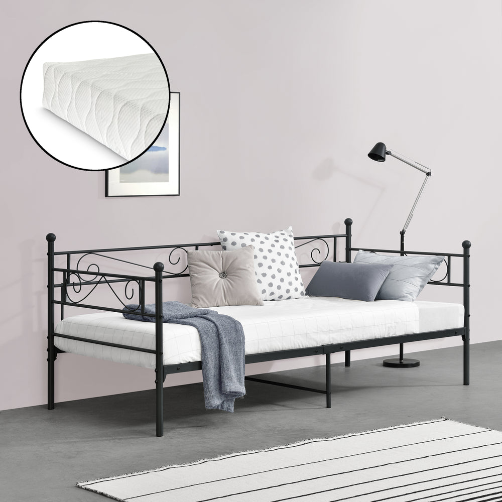 Metallsäng Kerava 90x200 cm med kallskummadrass olika färger en.casa - premiumXL