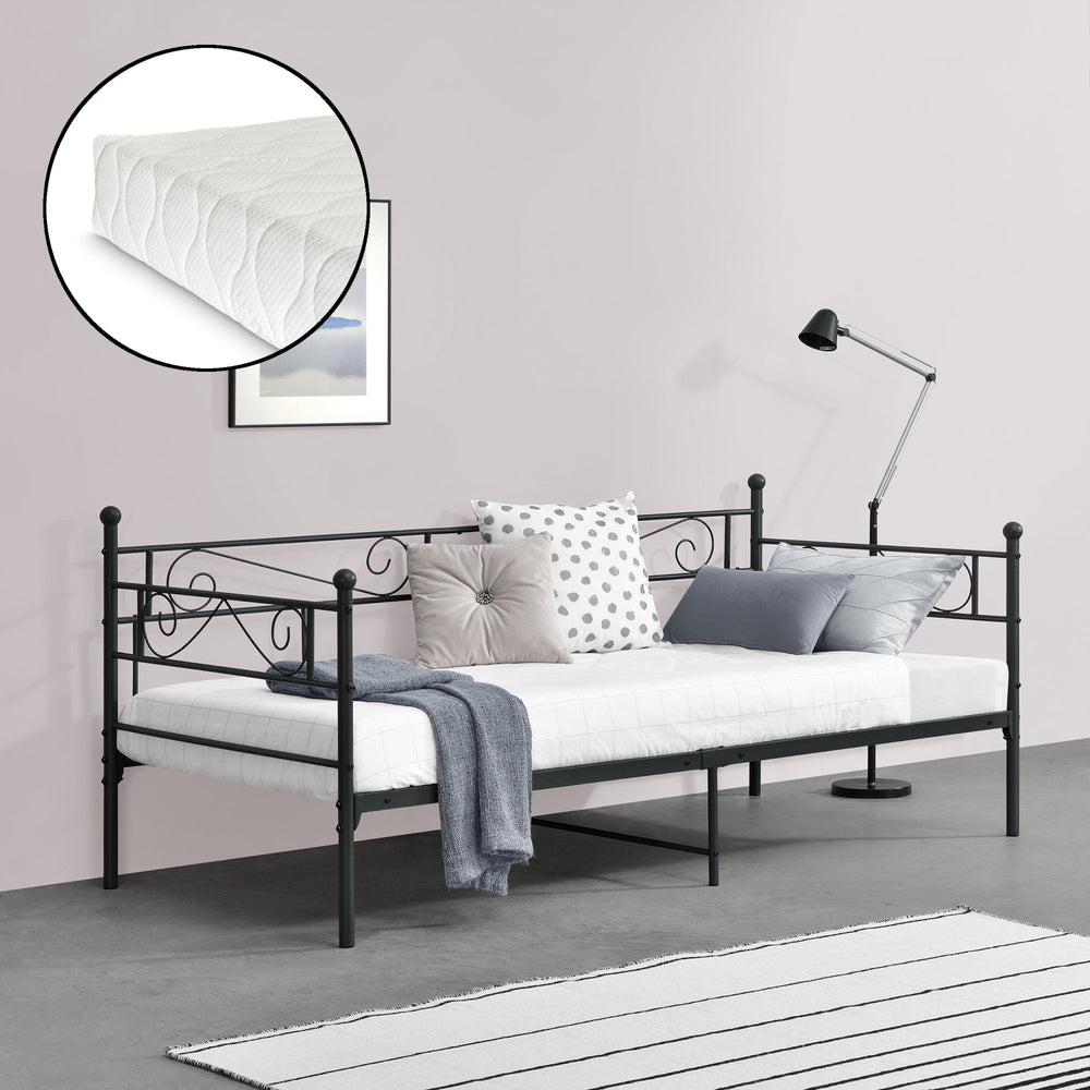 Metallsäng Kerava 90x200 cm med kallskummadrass olika färger en.casa - premiumXL