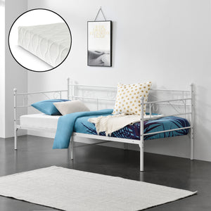 Enkelsäng Kerava inkl. madrass 200x90cm metall [en.casa] välj modell