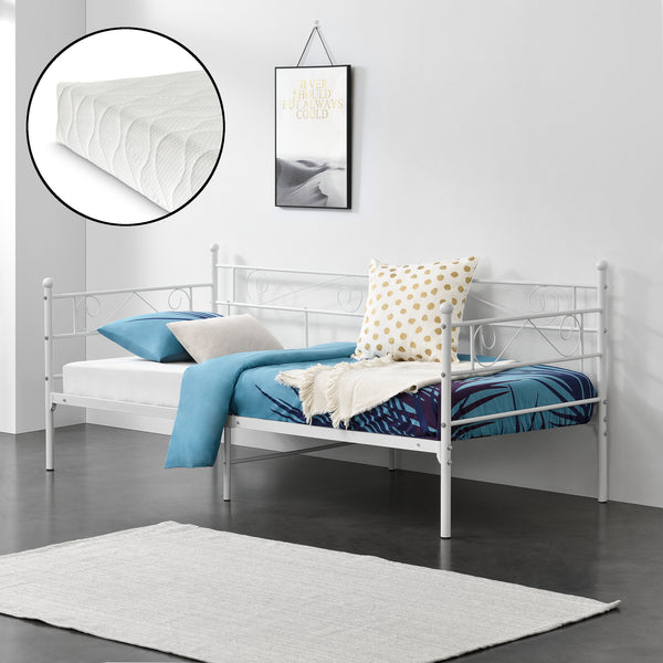 Enkelsäng Kerava inkl. madrass 200x90cm metall [en.casa] välj modell