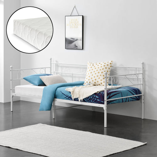 Enkelsäng Kerava inkl. madrass 200x90cm metall [en.casa] välj modell