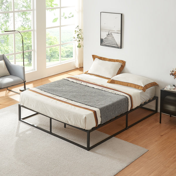 Säng Bergkamen inkl. madrass metall stål svart [en.casa] välj modell