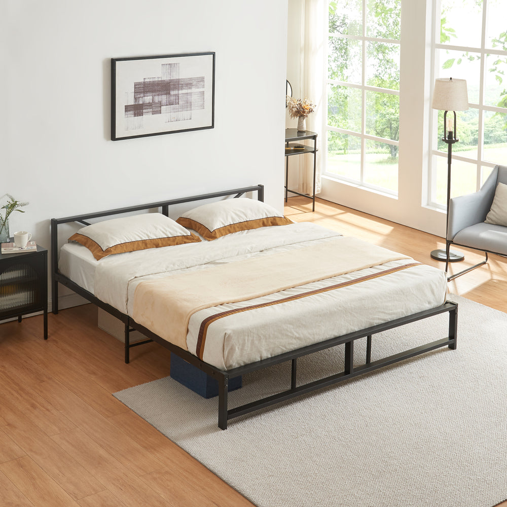 Metallsäng Meran Stål Svart [en.casa] - premiumXL