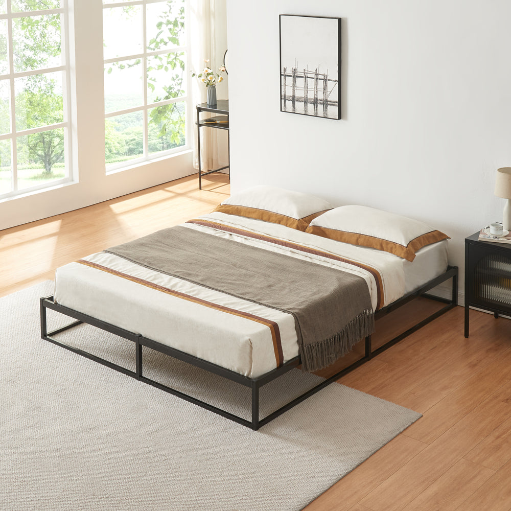 Säng Trerunta metall svart [en.casa]