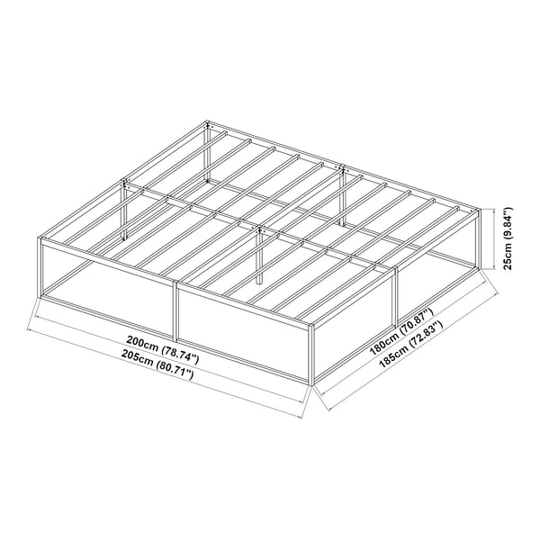 Säng Trerunta inkl. madrass metall svart [en.casa]