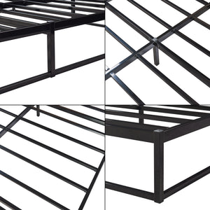 Säng Trerunta inkl. madrass metall svart [en.casa]